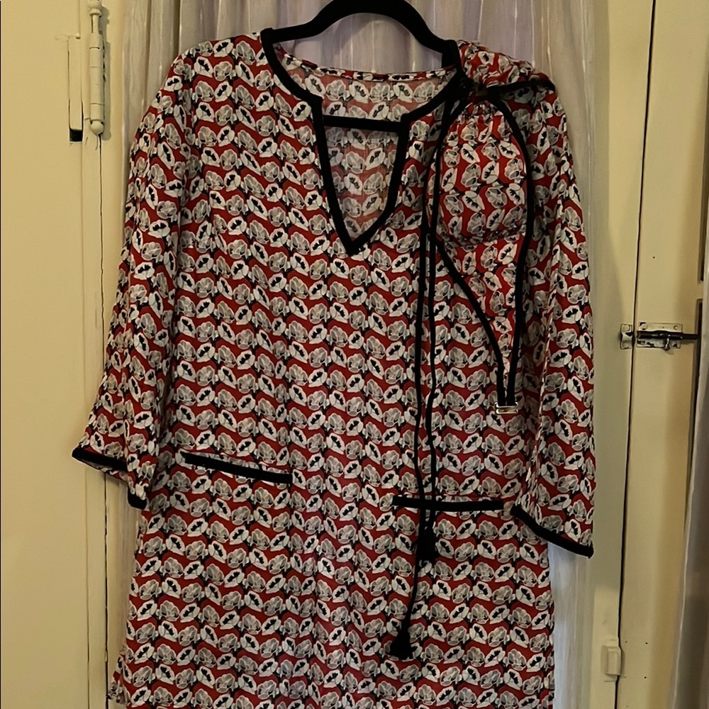 NWOT Tory Burch Black and Red Women's bikini top and cover up S